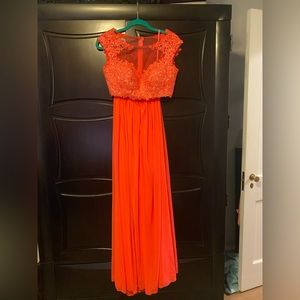 Prom or Homecoming 2 piece full length Coral Gown